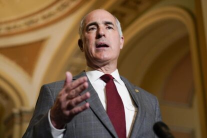 Sen. Bob Casey, D-Pa., speaks during a news conference on Capitol Hill in Washington, Tuesday, Dec. 7, 2021. (AP Photo/Carolyn Kaster)